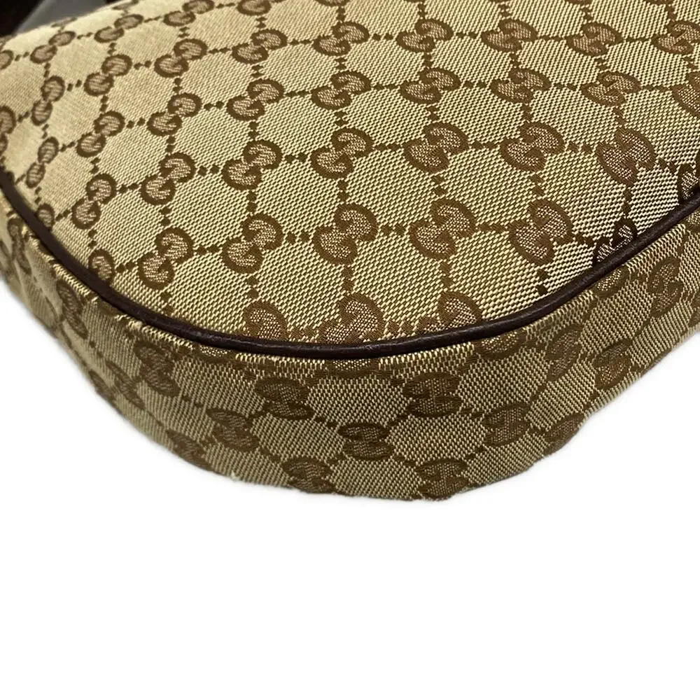 Gucci GG Shoulder Bag 122790 Beige Dark Brown Jacquard Leather